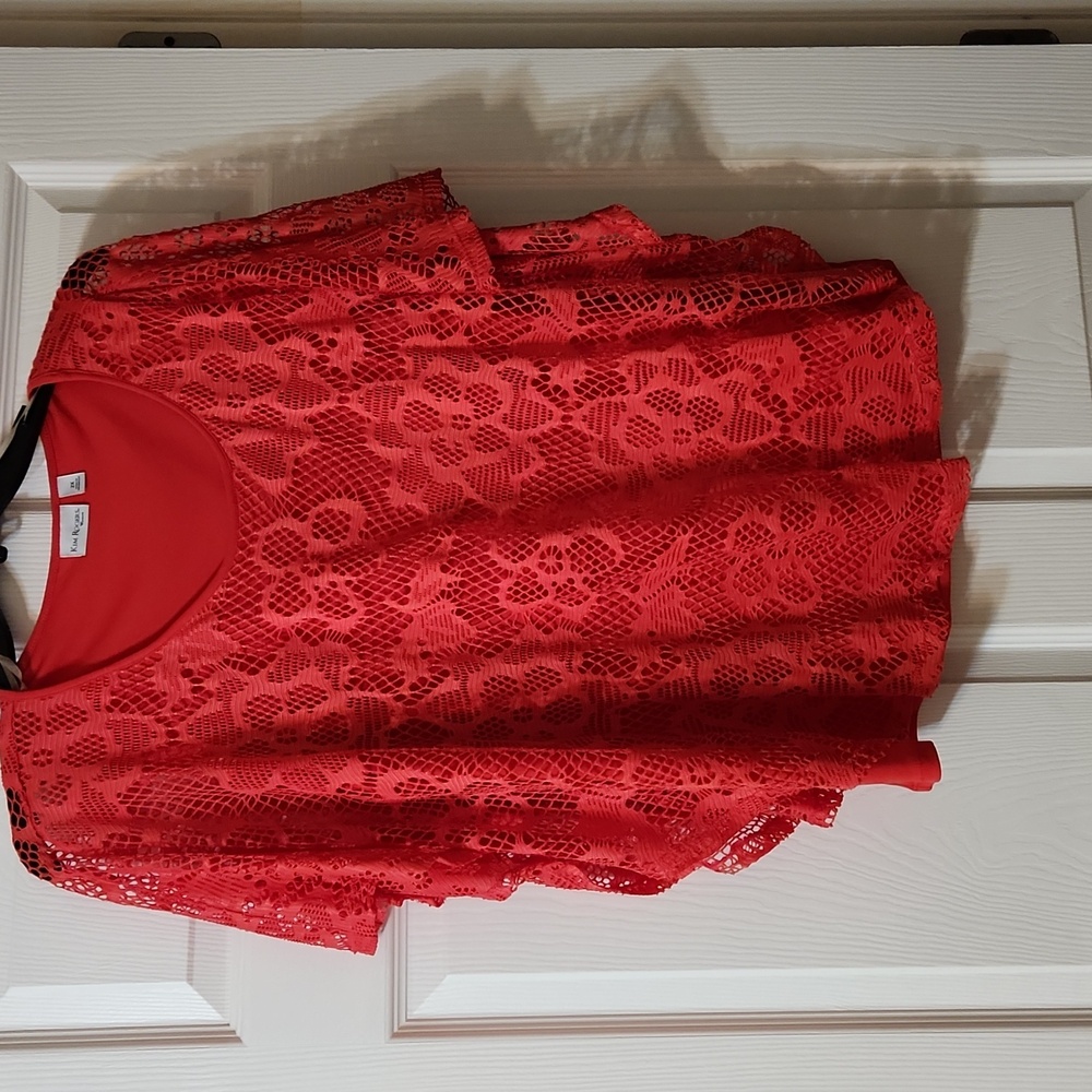 Kim Rogers Coral Lace Blouse